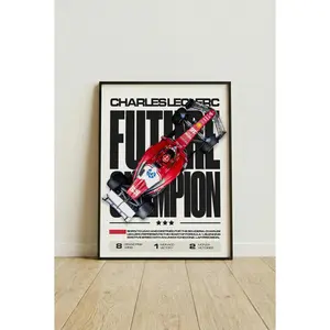 [Racing Decor - Sale Up To 40%] [Unframe] Charles Leclerc Ferrari F1 Poster, Future Champion Racing Print, Motorsport Wall Art, Minimalist Racing Decor, Gift for Fans