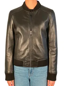 Pellearua Men's Bliss Black Leather Bomber Jacket – Luxury Soft Genuine Leather Outerwear with Ribbed Trim, Functional Pockets, and Timeless Modern Fit for All-Season Style  Stylish Long Sleeve Casual Plain Zippers Coats Menswear Tops