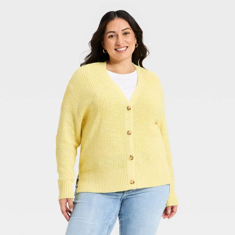 Women's Textured Stitch Button-Front Cardigan Sweater - Ava & Viv