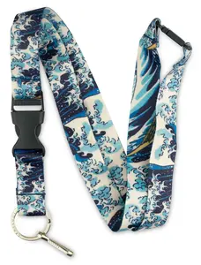 Hokusai The Wave Lanyard for Keys and ID Badges with Breakaway Clasp