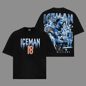 Caleb Williams 18 Unisex Oversized Cotton T-Shirt, The Bears T-Shirt ,The Iceman Shirt The Fan's Kit, Sunday Football Outfit, Football Kit , Football Graphic Tee, Vintage Football Shirt, Game Day T Shirt