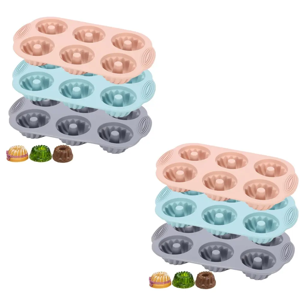 6 Packs Cake Pan for Baking, Silicone Fluted Tube Cake Pans European Grade Non Stick Fancy Molds for jello, Cupcake, Doughnut Donut, Cornbread, Brownie