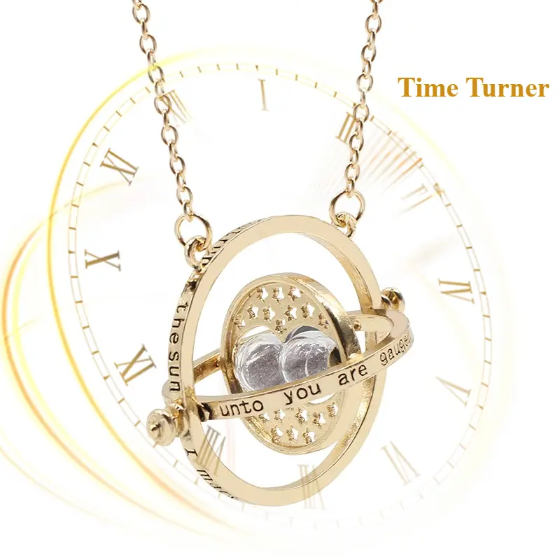 1-10Pcs Unisex Time Turner Hourglass Pendant Necklace Timer, 360-Rotatable Potter Cosplay Prop, Astronomical Time Converter, Magic School Gift Fashion Chain Jewelry Accessory, Chain Jewelry Necklaces, Potters