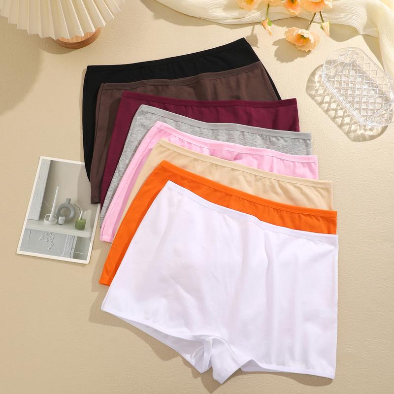FINETOO 8Pcs Comfortable Form-Fitting Underwear Reinforced Edge Women's Underwear Womenswear Cotton Boxer Shorts Breathable Comfortable Soft Lightness