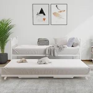 Gaomon Twin Daybed with Trundle & Twin Size Mattresses - Space-Saving Steel Frame, Foldable Base, Stylish Headboard, Convertible Folding Couch, Living Room Furniture Set for Guest Room