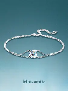 Elegant Women's Moissanite Bracelet, S925 Silver Color, Perfect for Parties & Daily Wear, Ideal Birthday Gift, Anniversary Jewelry
