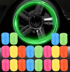Fluorescent Tire Valve Stem Caps, Luminous Car Tire Air Cap, 20Pcs Glow in The Dark Valve Stem Caps Cover Universal Accessories for Cars Bike Truck Motorcycles (Orange Red)