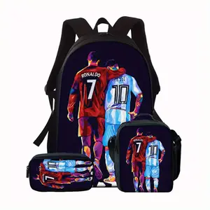3-piece set of football fan designed backpack set #   7 #   10 Fashion Printed Bags for Men Women Perfect for Daily Travel and Holiday Gifts