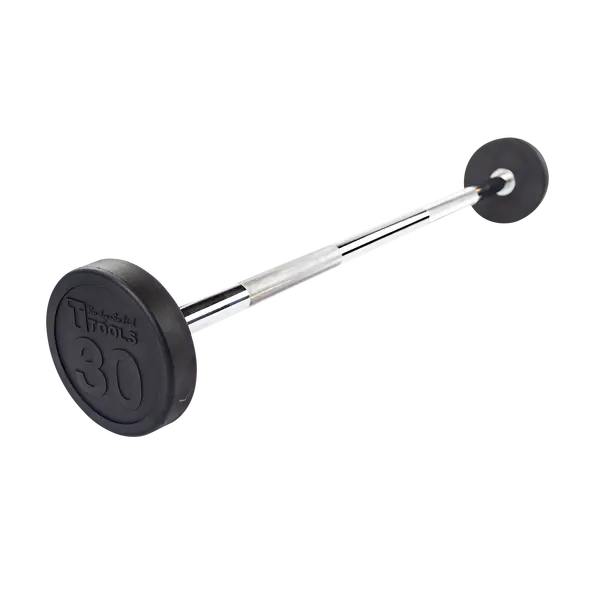 Rubber Coated Fixed Straight Barbell, 30lb Rubber Coated Fixed Straight Barbell, 30lb