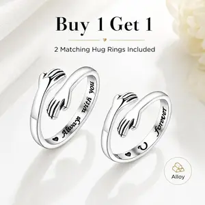 Buy 1 Get 1 Light Luxury Minimalist Hug Ring - Fashionable Adjustable Open Design, Suitable for Couples' Daily Wear and Special Occasions