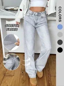 Women's Straight Leg Jeans, Comfortable Stretch Denim, Casual Fashion for Men and Women, Perfect for Daily Wear and Outdoor Activities