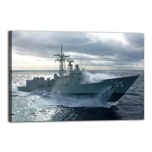 Military Battleship Poster HMAS Melbourne Launching Poster Decorative Painting Canvas Wall Art Picture Print Modern Family Bedroom Decor
