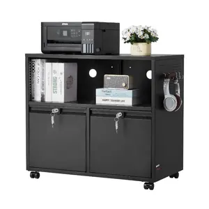VEVOR 2 Drawers Metal File Cabinet, Lateral Filing Cabinet with Lock and Adjustable Hanging Rods, Wide Filing Storage Cabinets for Home and Office Fit Letter, A4, Legal Size File, Easy Assembly, Black