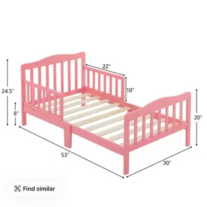 Classic Kids Children Toddler Wood Bed Bedroom Furniture W/ Guardrails