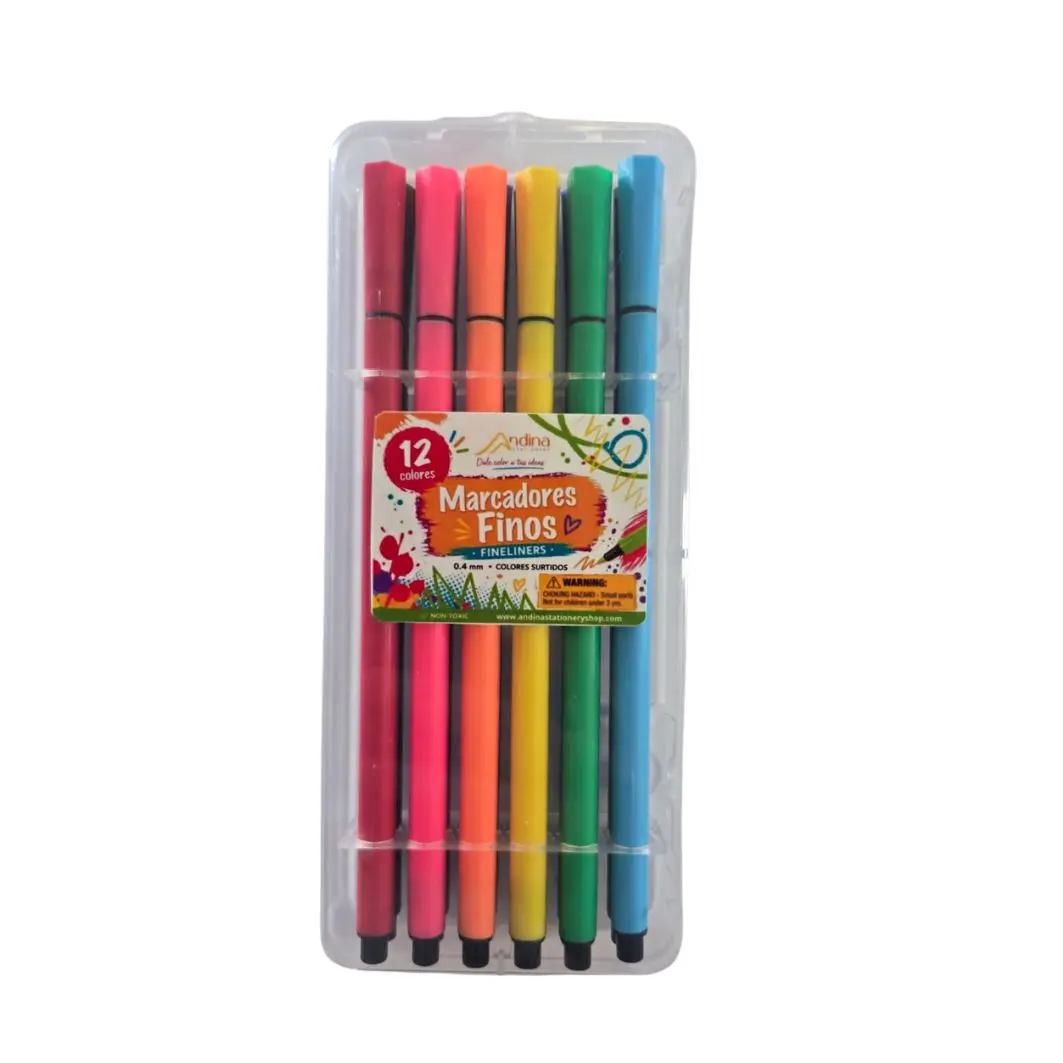 Andina Fineliner Pens – 12 Pack Ultra-Fine Tip Markers
