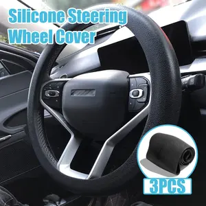 3PCS Car Steering Wheel Cover, Non-Slip Silicone Material. Universal Auto Parts Steering Wheel Cover, Suitable for Most Cars