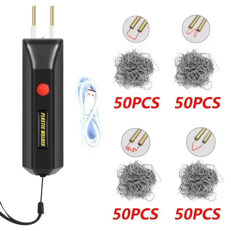 Portable Wireless Mini Plastic Welding Machine, Handheld Plastic Welder, Durable Repair Kit with 200 Staples, Handheld Set for Car Bumpers, Kayaks, Motorcycles, Plastic Welding Tool, Cordless Plastic Welder