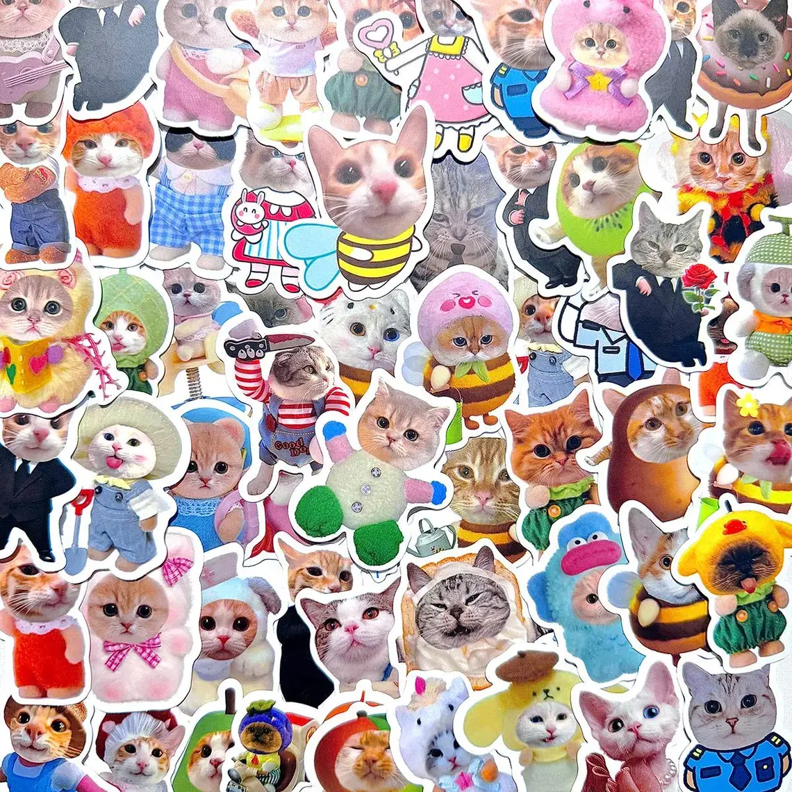 50-Piece Kawaii Cat Vinyl Sticker Pack, Funny Kitty Meme Decals for DIY Scrapbooking & Stamping (Toys & Hobbies)
