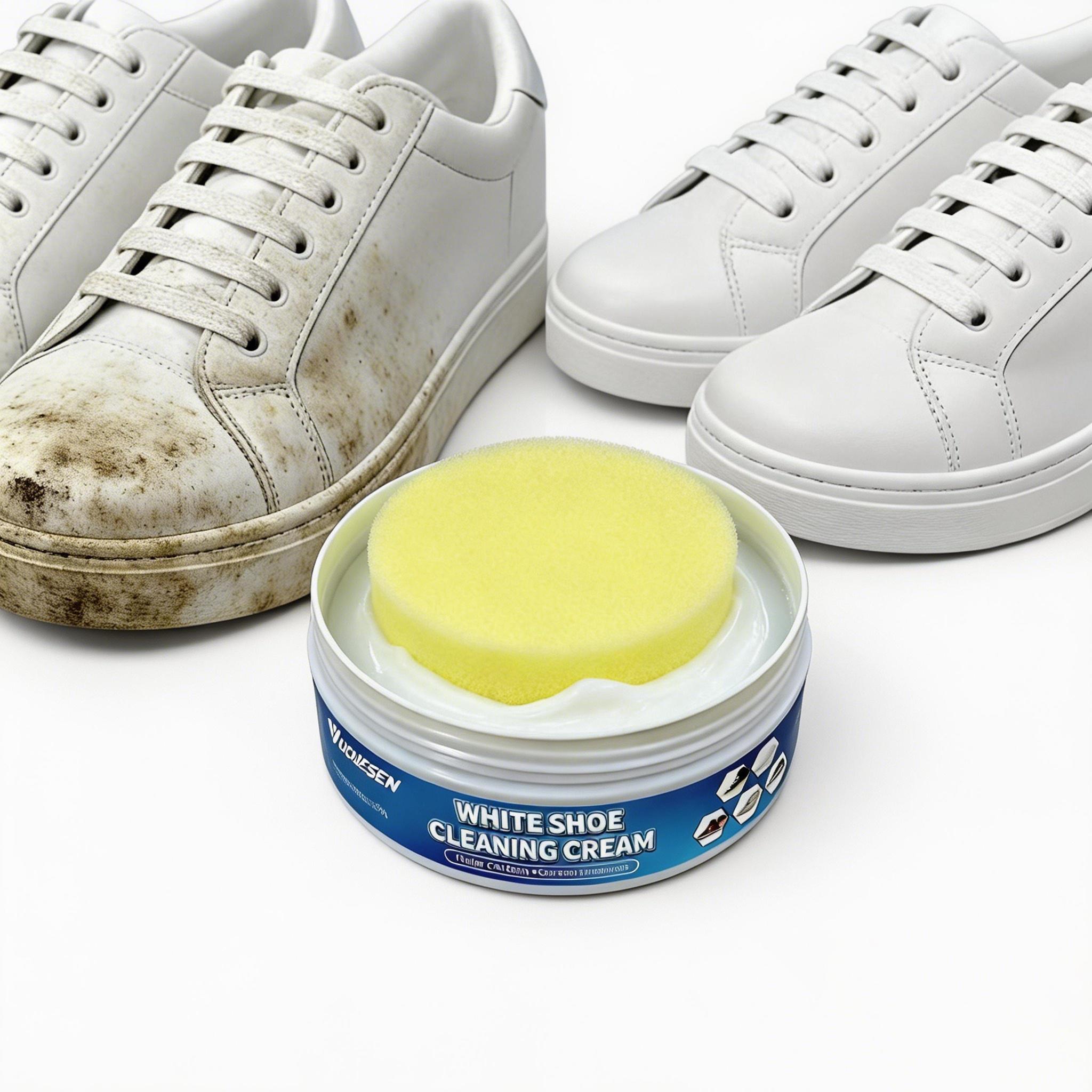 YUQUESEN Multipurpose No-Wash White Shoe Cleaner Cream with Built-in Sponge for Leather Silicon Car Interiors 260g Mild Formula Gentle Non-Irritating Eco-Friendly YUQUESEN Multipurpose No-Wash White Shoe Cleaner Cream with Built-in Sponge for Leather Silicon Car Interiors 260g Mild Formula Gentle Non-Irritating Eco-Friendly
