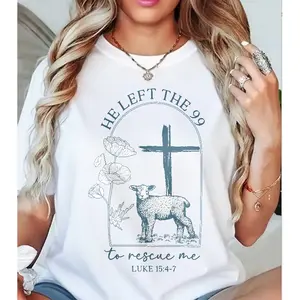 He Left The 99 To Rescue Me Tee, Luke 15:4-7 Christian Shirt