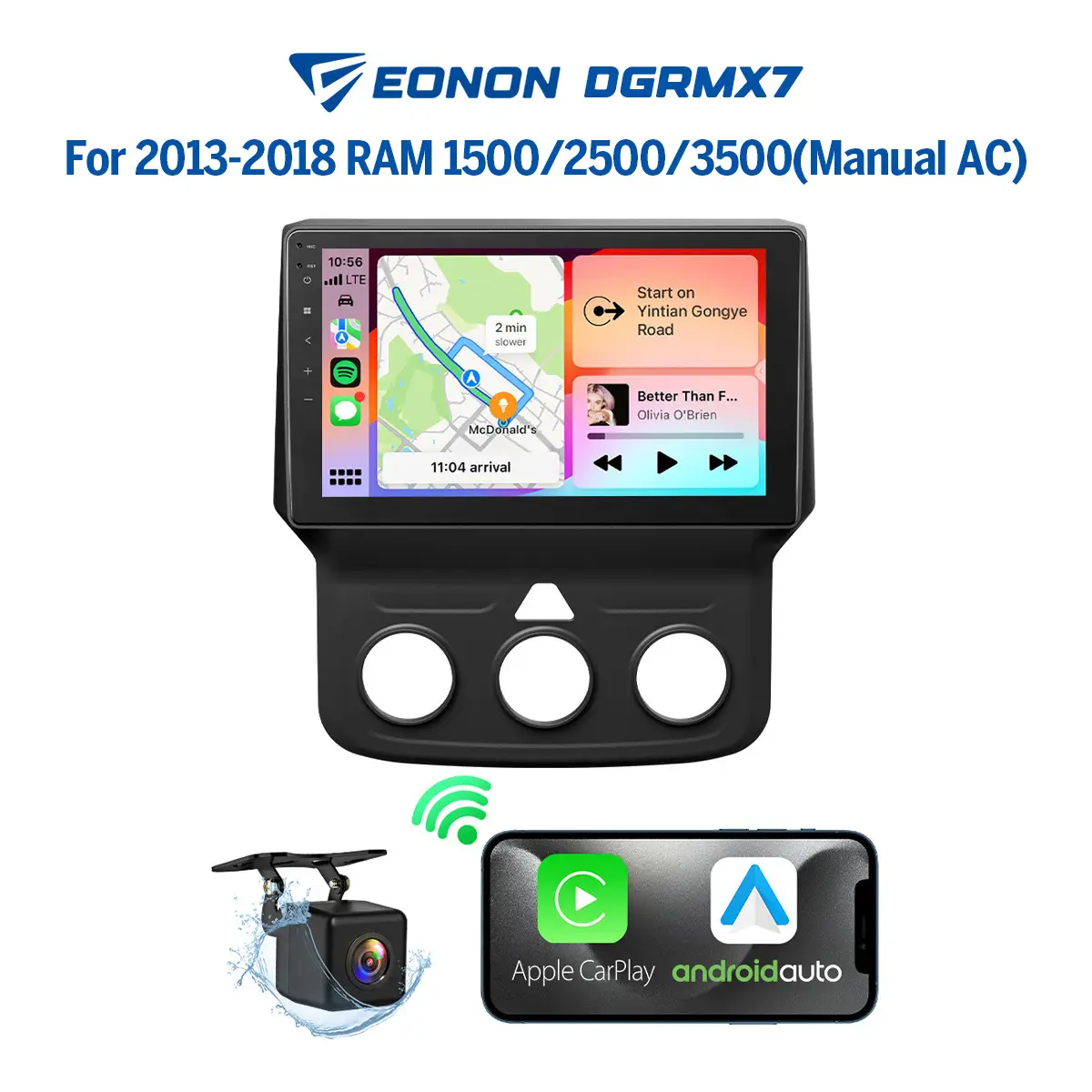 EONON Car Stereo for Dodge RAM 1500 2500 3500 (2013-2018) Manual AC, Wireless CarPlay & Android Auto Car Radio Touch screen, 9" Android 14 Car head un
