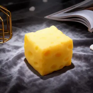Soft Cheese Stress Relief Toy, Cute Cheese Squishy Block, Trendy Cheese Stress Reliever (not for Eating), 1 Piece Pack