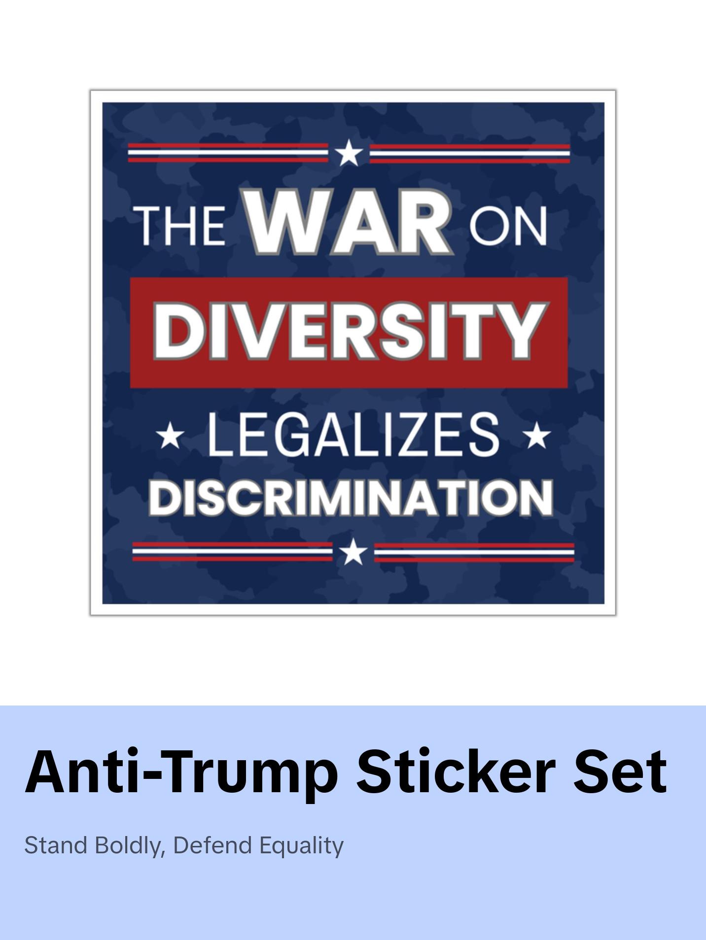 War On Diversity Sticker,  Anti Trump Sticker, Social Justice Stickers, Political Sticker