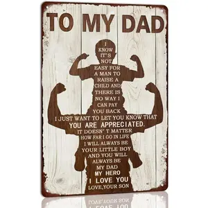 Decorations To My Dad Metal Sign Father's Day Tin Sign Vintage Home Wall Decor Signs Birthday Gift For Dad From Son 8x12 Inch