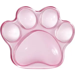 SQ-KBB013 Cat Paw Mouse Wrist Rest, Pink Gel Clear Mouse Wrist Support Pad, Cute Ergonomic Wrist Cushion for Mouse, Soft Transparent Wrist Pain Relief for Office Home Desk Computer Mouse(Pink)