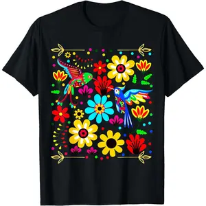 Elegant Floral Bird Otomi Mexican Style T shirt Design