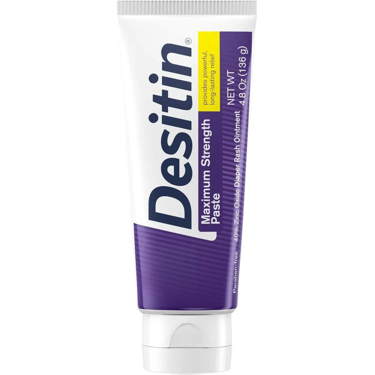 Desitin Maximum Strength Baby Diaper Rash Cream, 40% Zinc Oxide for Treatment, Relief & Prevention, Hypoallergenic, Phthalate- & Paraben-Free Paste, P