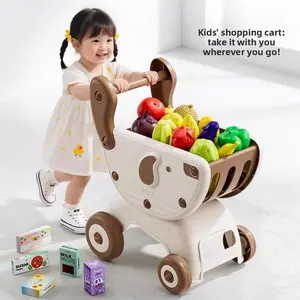 Girls' Shopping Cart Toy Supermarket Fruit Trolley Baby Role-Play Children's Educational Toy for Ages 3 to 6 Birthday Gift