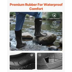 VEVOR Men's Rubber Boots, Protective Footwear, Waterproof Anti Slip Hunting Boots, Gardening Insulated Mud Boots, Protective Footwear, Lightweight Durable, for Manufacturing, Farming, Size 12