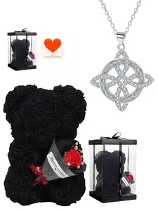 Celtic Star Diamond Stylish premium Celtic Dainty necklace embedded with diamonds and gems. Matches a preserved rose & teddy bear gift box, a mysterious gift for birthdays, Valentine’s Day, Mother’s Day, Christmas and all special occasions.