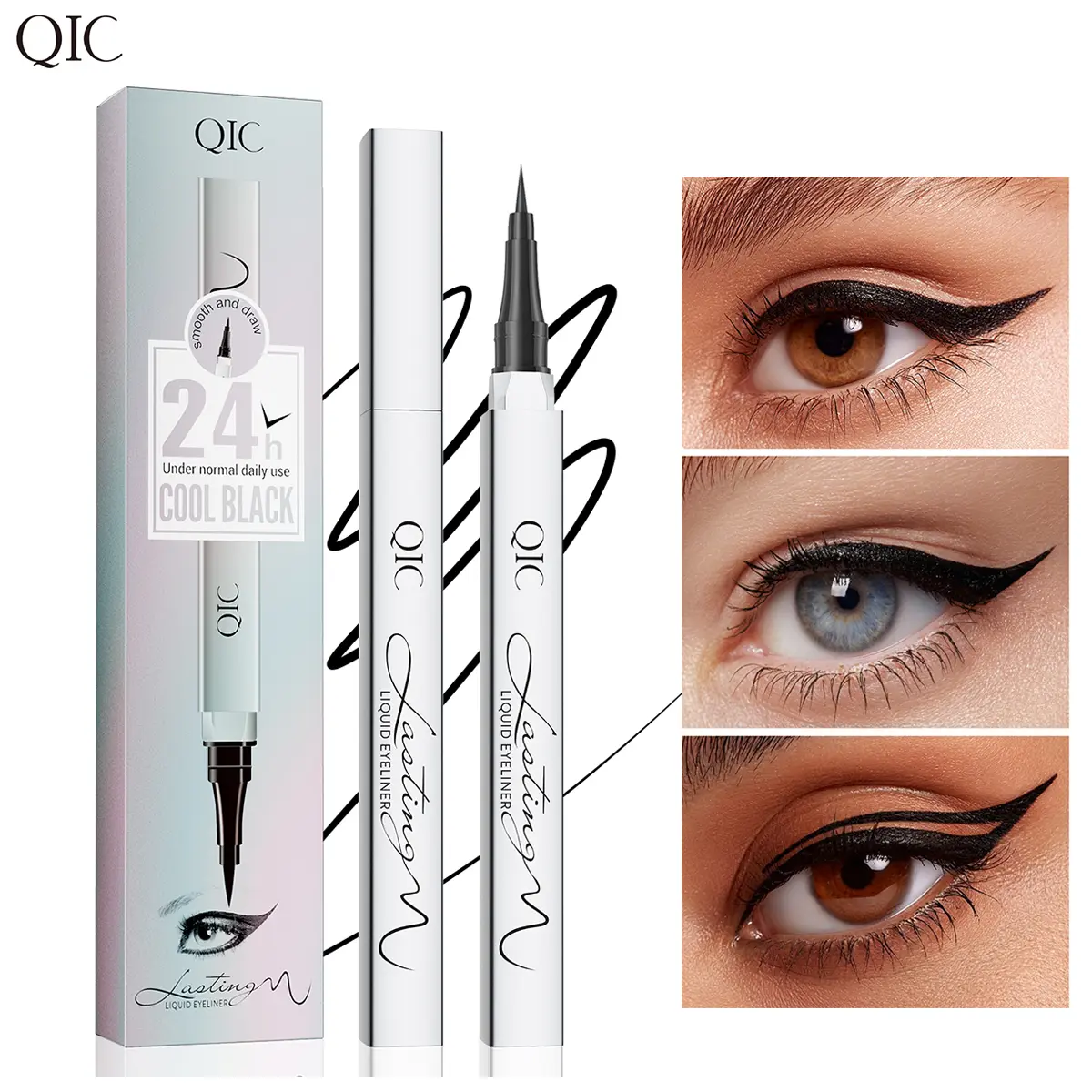Waterproof Smudge Proof Liquid Eyeliner Pen,24H Long-Wear Precision Fine Felt Tip Black Eyeliner,Sweat Resistant Eye Makeup Gift for Women & Makeup Novices.