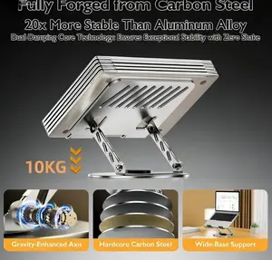 360° Rotating Adjustable Laptop Stand,Laptop Riser Portable Standing Desk for Collaborative Work, Fully Foldable with Dual Rotary Shaft, Fits MacBook/All Laptops up to 10-15“-Grey