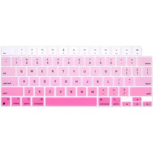 Silicone Keyboard Cover Skin for MacBook 2026 Neo 13"(A18) & Air13.6 15"(M5-M2) & Pro14 16"(M5-M1) A3404 A3448 A3449 Dust Proof Protection Accessories-Ombre PinkGift