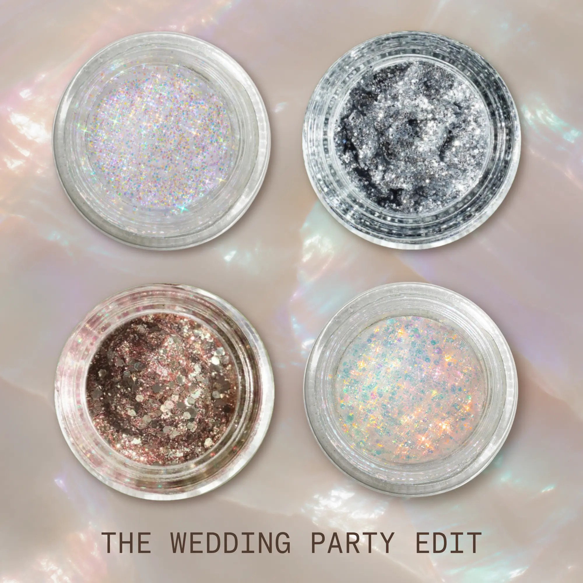 Lemonhead LA Wedding Party Edit | Glitter Identity Series | 4-Piece Mini Glitter Gel Set for Soft Romantic Glow, Bridal & Bridesmaid Makeup, Champagne & Neutral Shimmer | For Eyes, Face & Body
