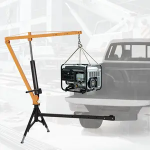 Heavy Duty 1000Lbs Hitch Mounted Truck Crane, 360 Degree Swivel Hydraulic Lift Hoist with Adjustable 3-Boom Capacity for Pickup Truck Bed, Construction