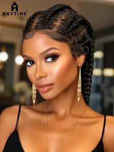 Boho Style Braided Wig, African Braid Full Lace Hairpiece, Heat Resistant Breathable Material, Comfortable and Easy to Wear, Recommended for Women