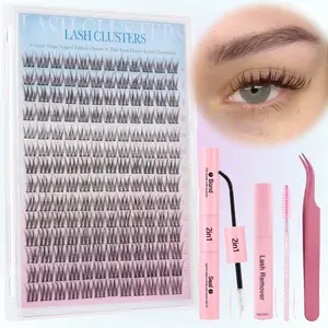 SOSIAYCICI LASH CLUSTERS KIT | Start a New Life with C 9mm-12mm Mixed Clusters Natural Wispy Fluffy Date DIY Individual Lash Extension Kit | Waterproof Long Lasting Bond & Seal Glue Remover Applicators and Brush | Salon Quality Style Change for Beginners