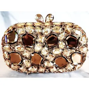 Brown Crystal Clutch