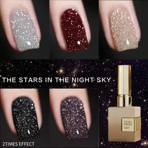 cyanfrost5 bottle, 15ML bottle, starry sky nail Polish gel, diamond nail polish gel, semi-permanent nail art, suitable for DIY beginners and salons, UV LED nail art salon, suitable for daily work, parties and gatherings Manicure Cutics Cosmetic Acrylic