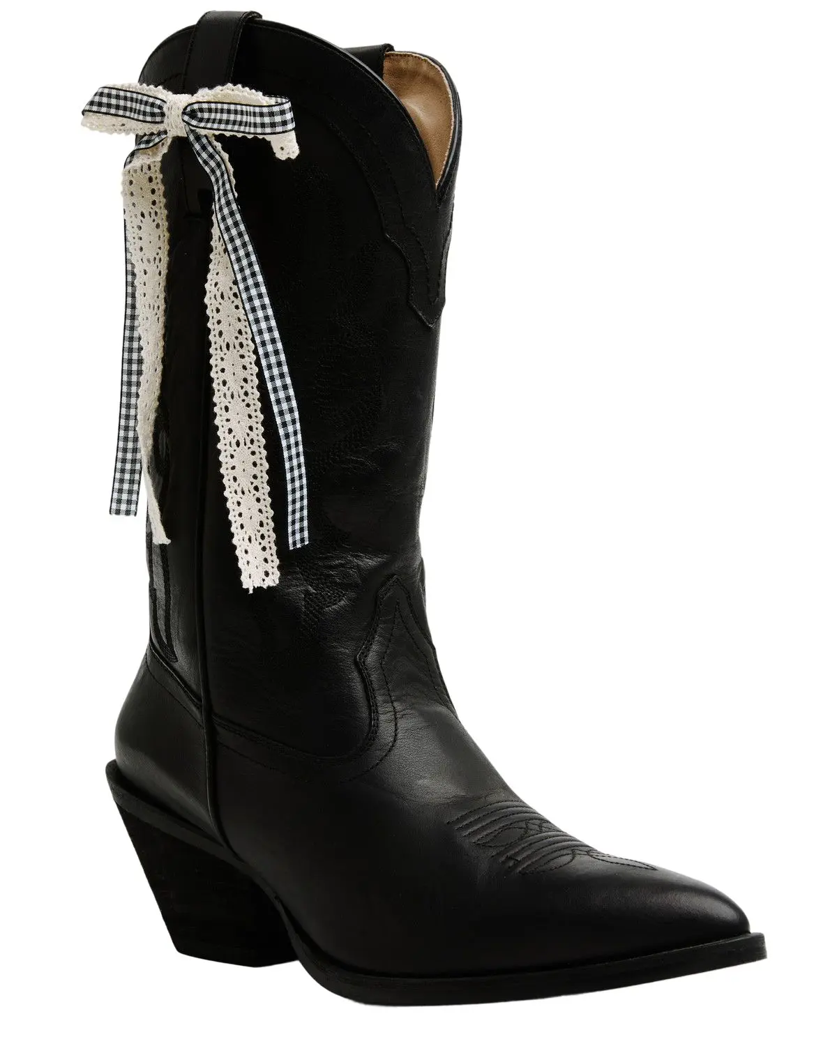 Shyanne Women's Women'S Gingham Lace Boot Bow - Aa666-Blk