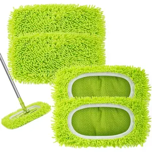 Reusable Dry Mop Cloth Microfiber Wet Mop Pad Compatible with Swiffer Broom Mop Replacement Mop Pad Refill Suitable for Hardwood Surface Floor Cleaning (4 Pieces)