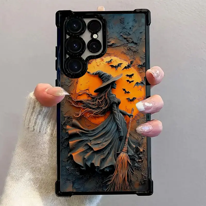 Halloween unique ghost witch bat colorful print phonecase for girls,shockproof and drop-resistant, suitablefor iPhone 17 Pro Max Air/16 Pro Max 15 14 13 12 11 XRSamsung Galaxy S22 S23 FE S24 Plus S25 Ultra,suitable for Halloween and Christmas gifts