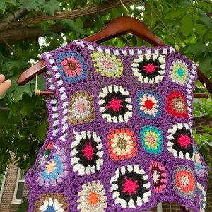 Hand made crochet granny square tank top.