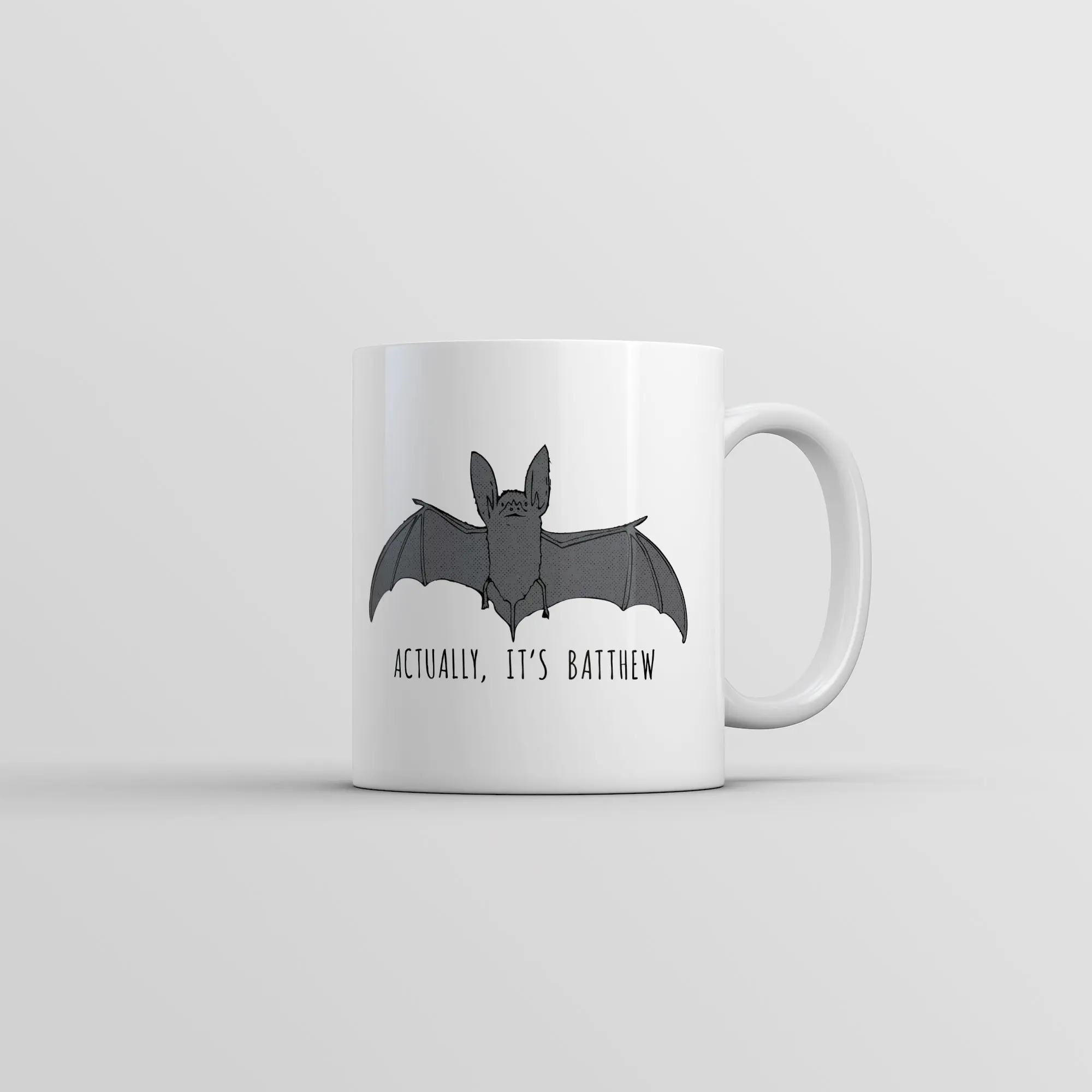 Actually Its Batthew Mug Funny Sarcastic Bat Graphic Coffee Cup - 11oz Funny Coffee Mugs Ceramic Printed Drinkware Cup