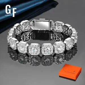 ��Christmas Gifts��Synthetic Moissanite Tennis Bracelet for Men Women Cuban Bracelet 12MM Wide Iced Out Chain Flip Bracelet with Giftbox dealsforyoudays