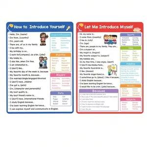 English Learning Posters Set, Self-Introduction Sentences, Children Education Classroom Aids, Home Study Supplies, Mixed Colors